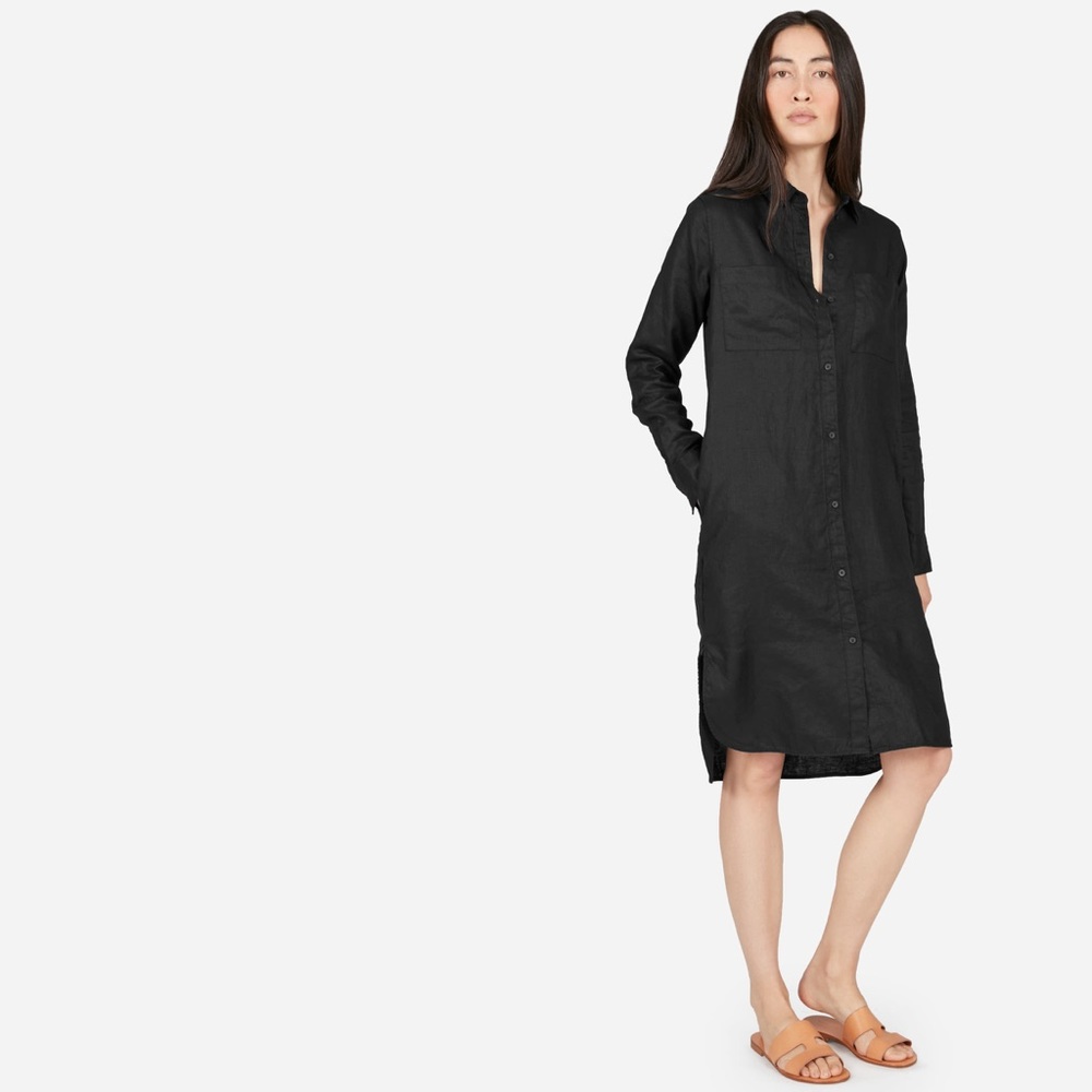 Everlane Black Linen Shirt Dress 12